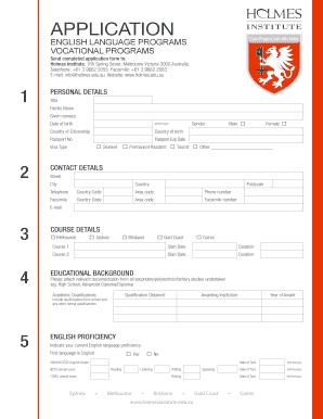 Holmes Institute Application Form