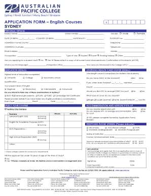 Application Form English Courses