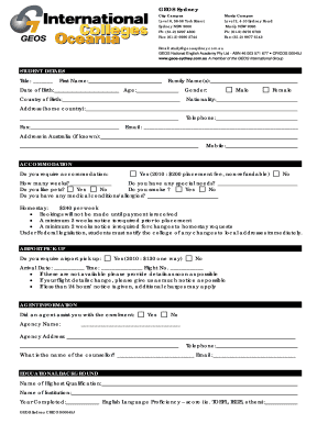 GEOS Sydney Student Enrollment Form