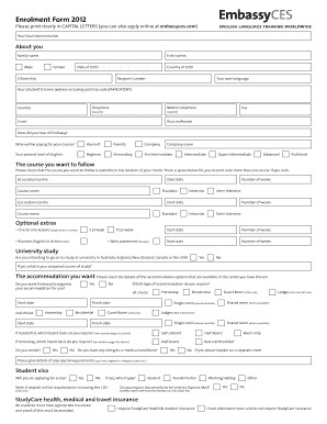 Embassy English Language School Enrolment Form
