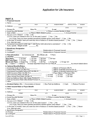 Application for Life Insurance