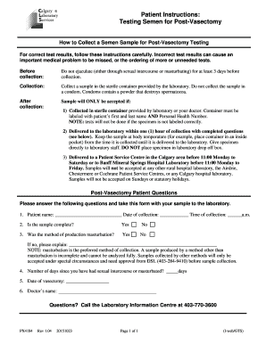 Post-Vasectomy Semen Collection Instructions