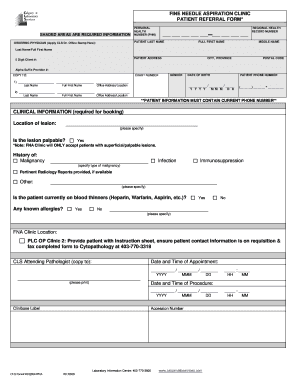 Fine Needle Aspiration Patient Referral Form