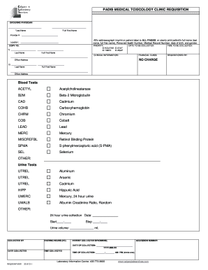 PADIS Medical Toxicology Clinic Requisition
