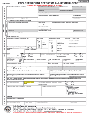 Utah Employer's First Report of Injury or Illness