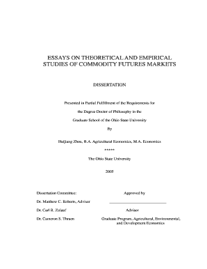 ESSAYS ON THEORETICAL AND EMPIRICAL STUDIES OF COMMODITY FUTURES MARKETS DISSERTATION Presented in Partial Fulfillment of the Requirements for the Degree Doctor of Philosophy in the Graduate School of the Ohio State University By Haijiang -