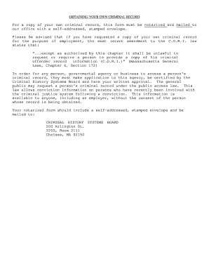 Massachusetts Criminal Record Request Form