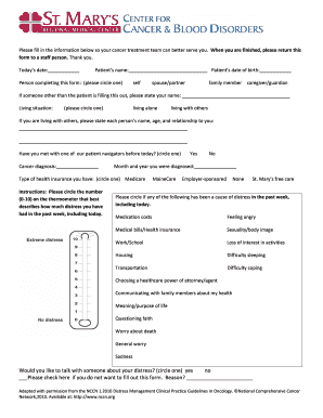 Cancer Treatment Patient Information Form