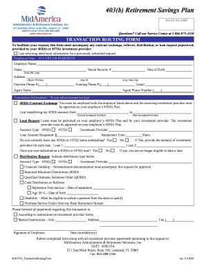 403(b) Transaction Routing Form