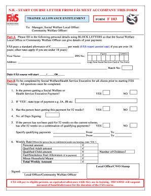 Trainee Allowance Entitlement Form