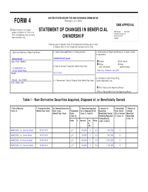 Form 4 Statement of Changes in Beneficial Ownership