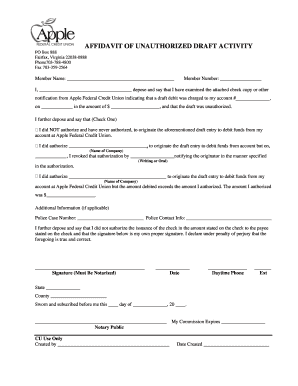 Affidavit of Unauthorized Draft Activity