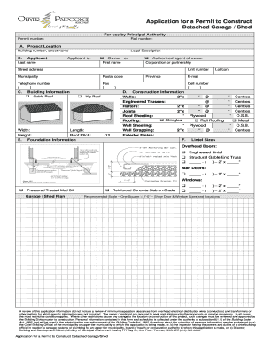 Application for a Permit to Construct Detached Garage/Shed