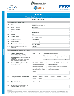SULID Site (Un)Loading Information Document