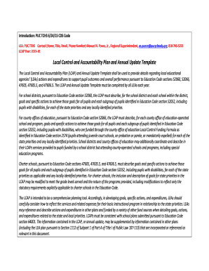 Local Control and Accountability Plan Template