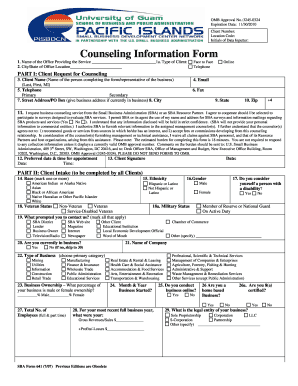 SBA Counseling Information Form