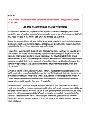 Local Control and Accountability Plan Template