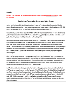 Local Control and Accountability Plan Template