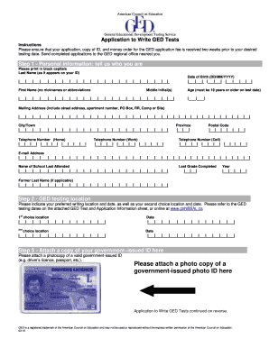 GED Test Application Form