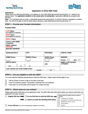 GED Test Application Form