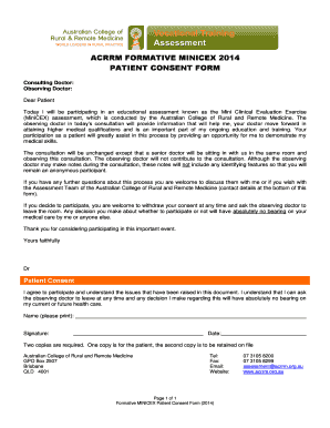ACRRM Formative MINICEX Patient Consent Form