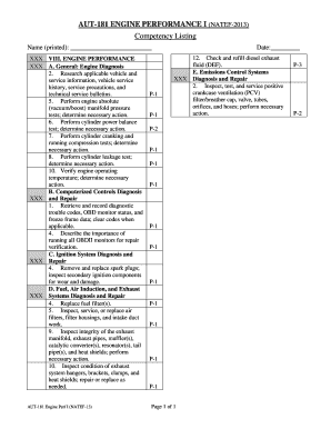 AUT-181 Engine Performance I (NATEF-2013)