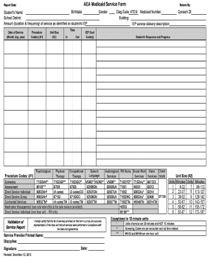 AEA Medicaid Service Form