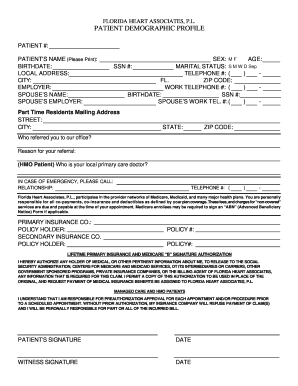 Patient Demographic Profile Form