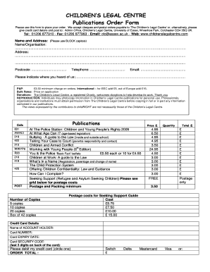 Children's Legal Centre Publications Order Form