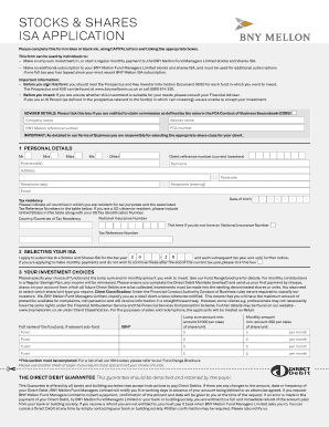 BNY Mellon Stocks and Shares ISA Application