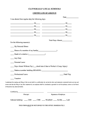 Certificate of Absence
