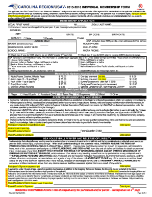 USA Volleyball Individual Membership Form