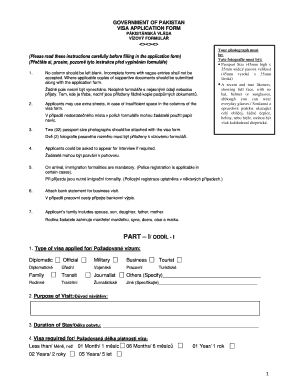 Pakistan Visa Application Form