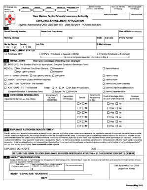 New Mexico Public Schools Insurance Authority Employee Enrollment Application