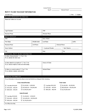 Entity Client Account Information Form