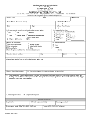 Ohio Discrimination Complaint Form