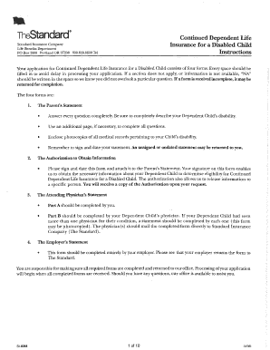 Continued Dependent Life Insurance Application