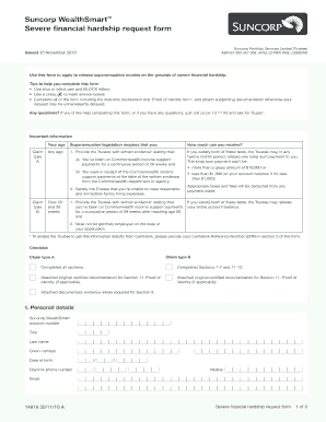 Suncorp WealthSmart Severe Financial Hardship Request Form