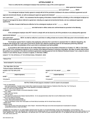 Letter of Assent - IBEW Labor Agreement