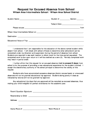 Request for Excused Absence from School