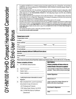 GY-HM100U Bonus Fulfillment Form
