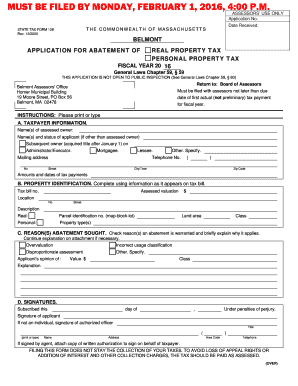 Massachusetts Real Property Tax Abatement Application