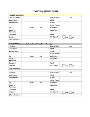 Litigation Intake Form