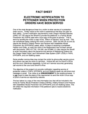 Oregon Protection Order Electronic Notification Form