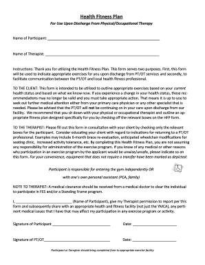 Health Fitness Plan for Physical/Occupational Therapy Discharge