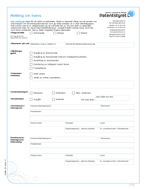 Norwegian Patent Office License Notification Form