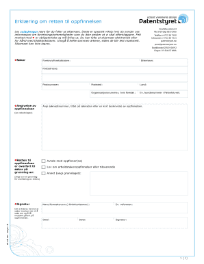 Norwegian Patent Application Form