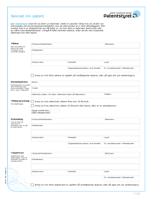 Norwegian Patent Application Form