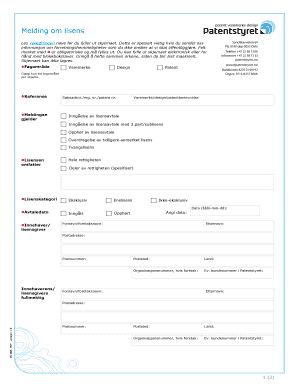 Norwegian Patent Office License Notification Form