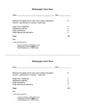 Bibliography Mark Sheet